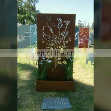 rust corten laser cut folding screen waterfall room divider