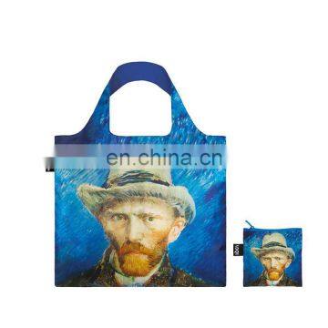 customized logo colorful printing portrait large brahma portable women foldable reusable shopping bag with zipper