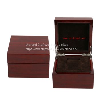 Top sell dark red wooden paper watch box luxury glossy painted wooden men watch gift box with the factory price