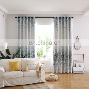 High density livingroom blackout curtain cloth print flower