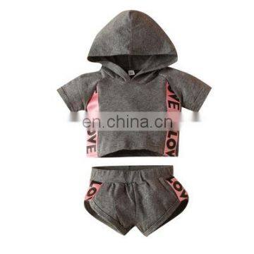 Two-piece children's casual letter hoodie suit