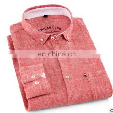 OEM Wholesale Mens Long Sleeve Plus Size Heather Colors Linen Casual Shirts photo-5