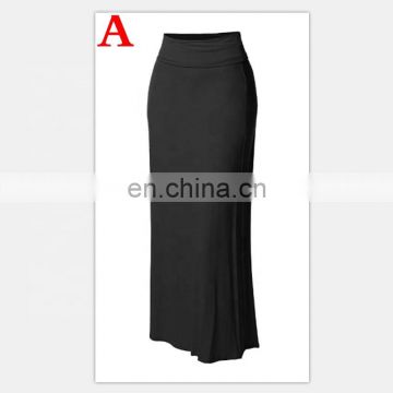 wholesale long skirts 100% polyester women solid color patchwork skirt for women