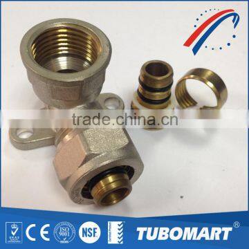 Wholesale compression wallplate female elbow brass fittings for PEX-AL-PEX Pipe