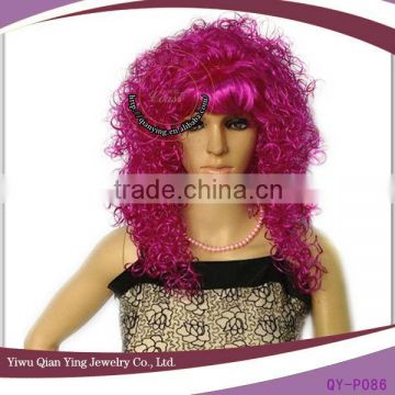 halloween synthetic cheap wholesale afro tight curly purple party wig