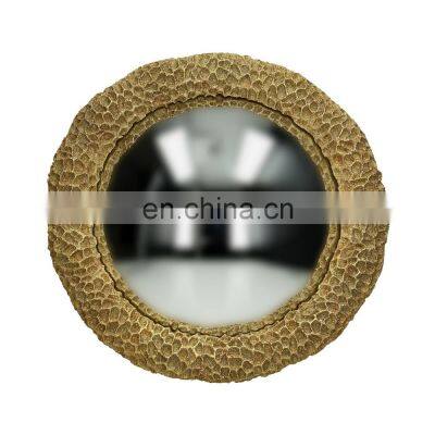 Wall Mounted Golden honeycomb web grid egg frame Round Moon mirror Hanging Storage Display glass mirror Wall Decor for bathRoom