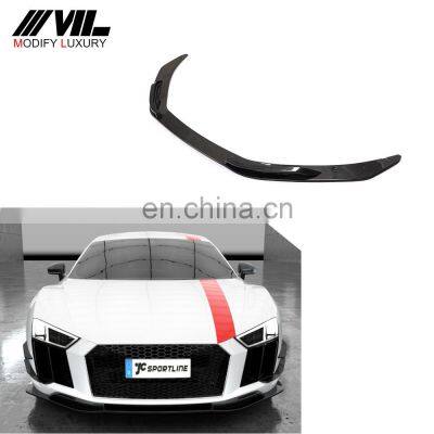 Modify Luxury R8 Carbon Fiber Front Spoiler Bumper Lip for Audi R8 V10 Base Convertible 2-Door 2016-2018