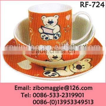 Wholesale 3pcs Promotion Porcelain Kid's Breakfast Dinnerware Set with Good Quality