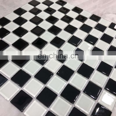 black and white color swimming pool glass mosaic tiles crystal mosaic tiles splash back hot melted pool mosaics tiles