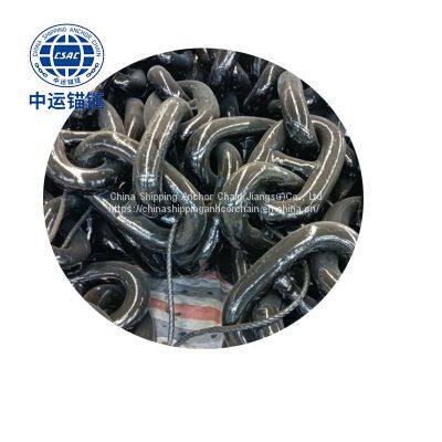 114mm Black Painted floating wind power platform  studless link anchor chain
