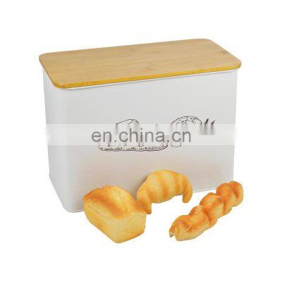 Large Stainless Steel Bread Box With Bamboo Cutting Board Lid For Kitchen Counter photo-3