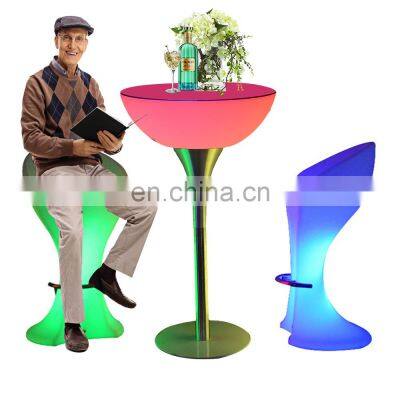 outdoor bar Led luminous glow illuminated event night club led light bar stool furniture high cocktail table chair set