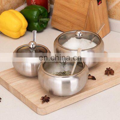 Affordable Container Silver Salad Small Customized Wholesale Metal Salt Spoon Stainless Steel Lid Sugar Bowl photo-2