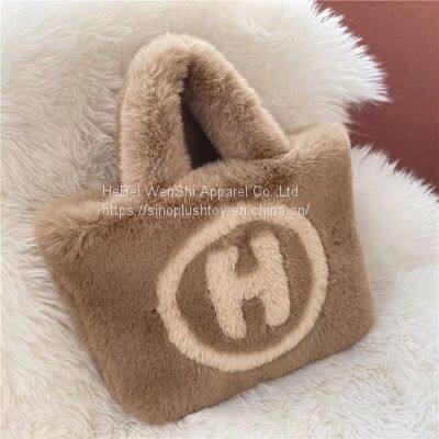 007Fall Plush Hand Bags Furry Faux Fur Purses And Handbags Bucket For Women Shoulder Tote Bags