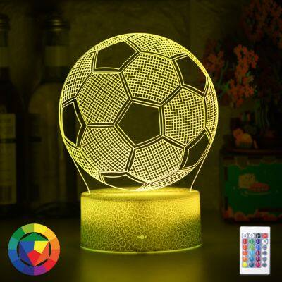 3d optical Illusion real madrid Night Light Football Ball toy lamp Touch Sensor Remote for Kid Decoration Soccer Table Lamp Gift