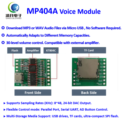 MP404A Micro USB Downloadable MP3/WAV Music Board Play Voice Module Sound Box for Plush Toys Christmas Birthday Creative Greeting Cards DIY Xmas Gifts