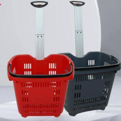 New Retail Supermarket Plastic Shopping Mini Trolley Basket