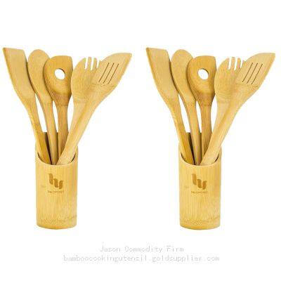 Продажа оптом наборов кухонных приборов из экологически чистого бамбука с держателями. Наборы столовых ложек для приготовления еды из бамбука и дерева.
