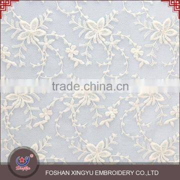 Top quantity new product customizied breathable mesh custom embroidered elastic tulle fabric