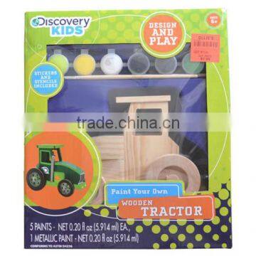 Promotional wooden painting toys for kids paint your own wooden tractor