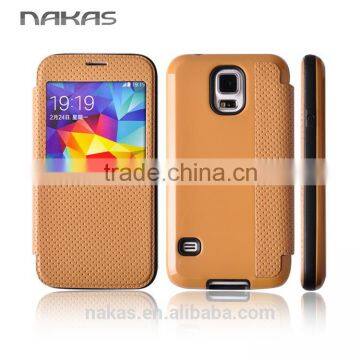 window smart view leather flip phone cover for Samsung galaxy S5