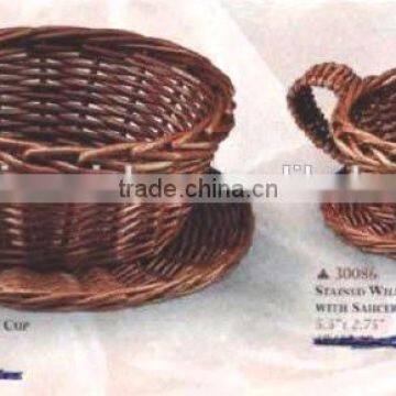 Set of 2 willow cups and saucers (cups & saucers attaching together)	for fruit