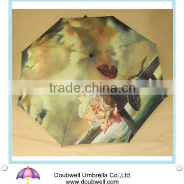 custom picture printed 3 fold automatic umbrella