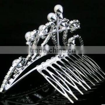 Crystal Bridal Wedding Crown With Pearl Hair Comb Tiaras, Fashion Wedding Crown photo-4