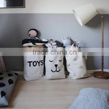 Heart Bear Eyelash Pattern Laundry Bag Pouch,Canvas Storage Bag for Toys Clothing,Baby Kids Toys Storage Bag Cute Wall Pocket photo-2