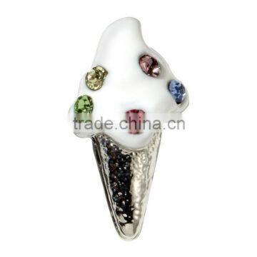 Customized Enamel & Crystal Ice Cream Cone Slide Charm