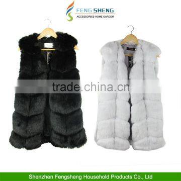 Women Faux Fox Fur Gilet Vest Waistcoat Outwear Long Slim Jacket Warm Coat