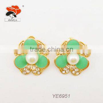 delicate costume jewelry fashion crystal enamel pearl flower earrings