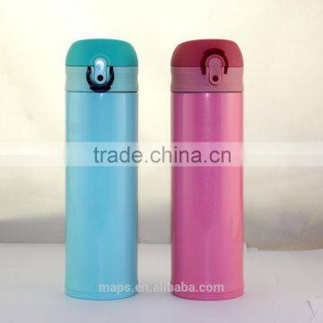 stainless steel vacuum mug with push button lid