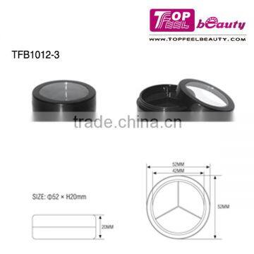 Custom Color Powder Blusher Compact Black Round Plastic Makeup Container With Clear Lid photo-3