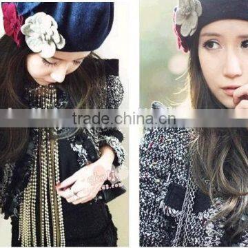 Wholesale Three Flowers Decorated Women Charm Elegant Wool Hat Beret
