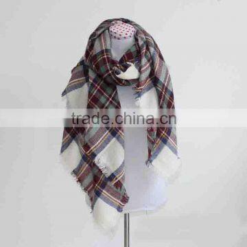 Wholesale Winter Fashion Ladies Square Plaid Acrylic Scarf photo-4