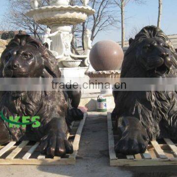 Bronze factory entrance put pair lions sculpture