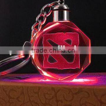 LED Key Chain Crystal 3D Laser Logo keychain chains