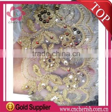 Hight quality gold embroidery lace trim for kerchief