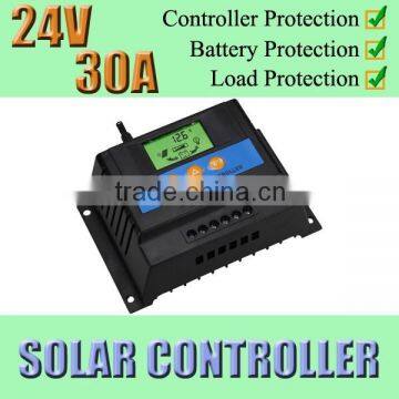 LCD Solar Voltage Regulator with temperature compensation, CY30A, 30A 24V