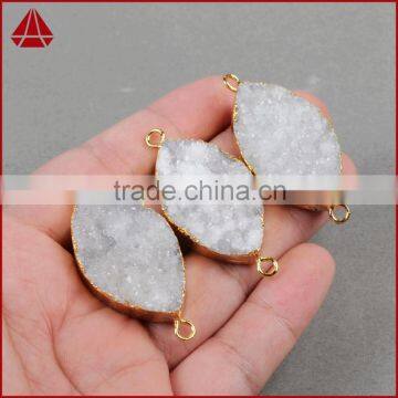 Gold Plated Chalcedony Druzy Leaf Pendant Natural Druzy Quartz Stone Pendant Drusy Gems pendant