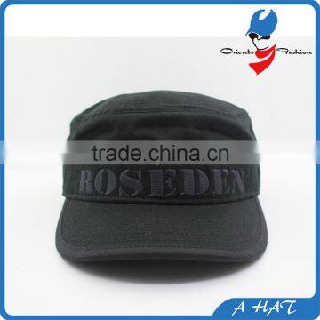 black embroidery military cap