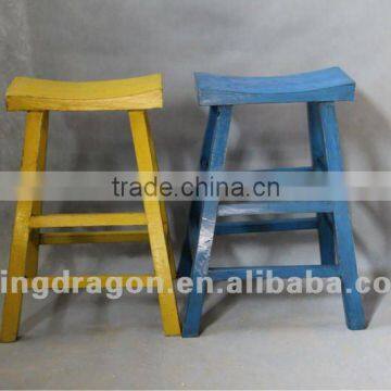 Chinese antique furniture pine wood Shanxi yellow/red/blue/black/green color bar stool