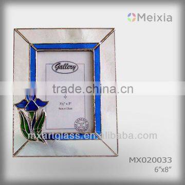 MX020033 tiffany style iris stained glass photo frame