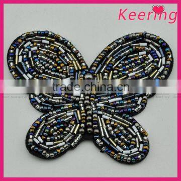 keering butterfly design handmade embroidered beaded stone appliques wholesale WPH-1825