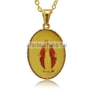 Hot Sell Religious Oval Gold Tone Saint Benedict Pendant Catholic Religious Holy Gifts Handmade Christian Charm