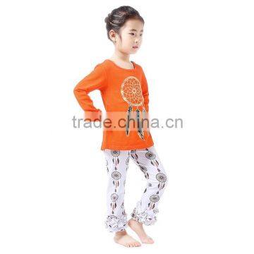 Orange Kids Clothes Children Girls Boutique Clothing Girls Frock Patterns Childrens Boutique Top and Pants Ruffle Outfit photo-3