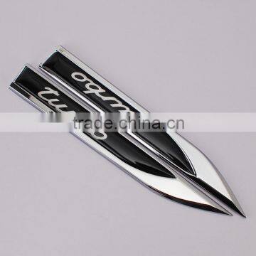2pcs Chrome Auto Car Dagger Fender Emblems Sticker Badge Decal Fit for TURBO NEW photo-2