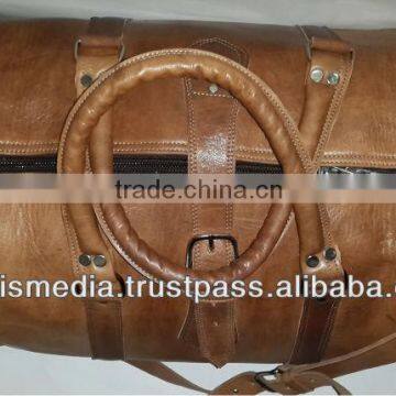 Oiled Tan Handmade Moroccan Leather Travel Bags Made in Marrakech photo-2