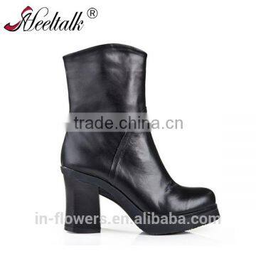 Wholesale customized cow leather block heel italian ladies shoes